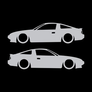 Set Of 2 Lowered Car Silhouette Decal Stickers For Nissan 180SX - 240SX S13 Silver