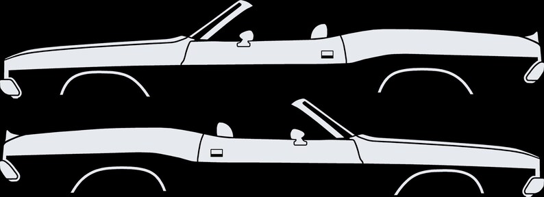 Set Of 2 Car Silhouette Decal Stickers For Dodge Challenger Classic Convertible White