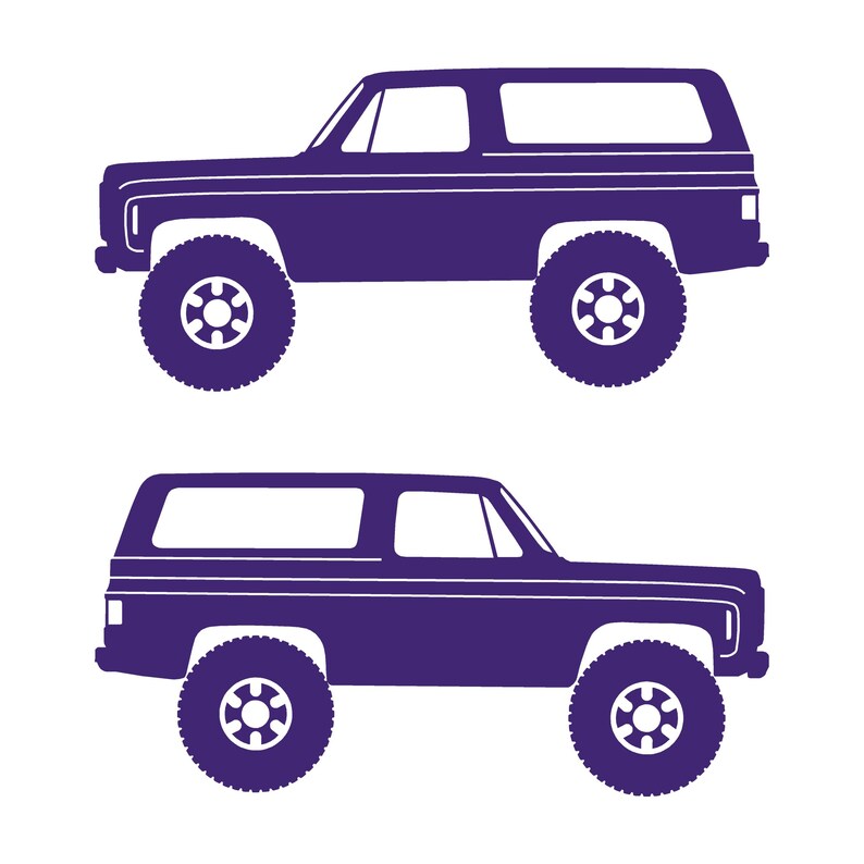 Set Of 2 Lowered Car Silhouette Decal Stickers For Chevrolet K5 Blazer Purple