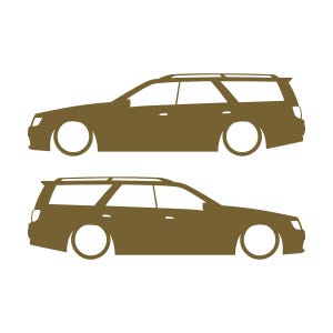 Juego de 2 pegatinas decorativas con silueta de coche rebajado para Nissan Stagea 1996-98 WC34 Zenki Wagon Oro