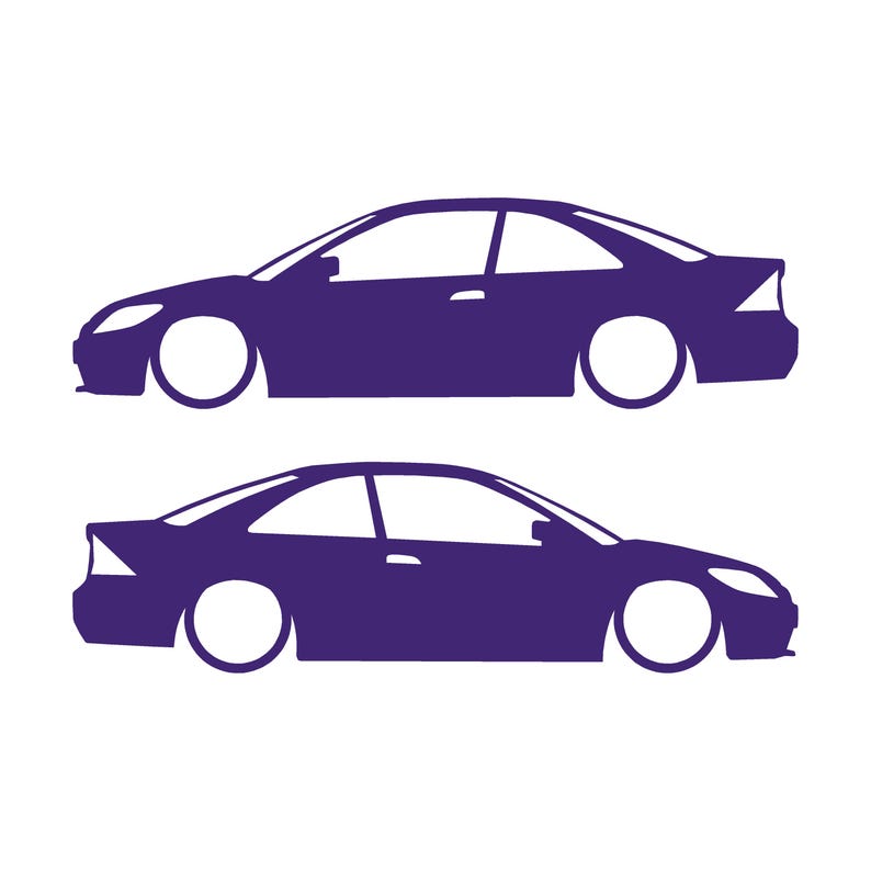 Set van 2 verlaagde auto silhouet stickers voor Honda Civic EM EM2 7e generatie coupé Paars