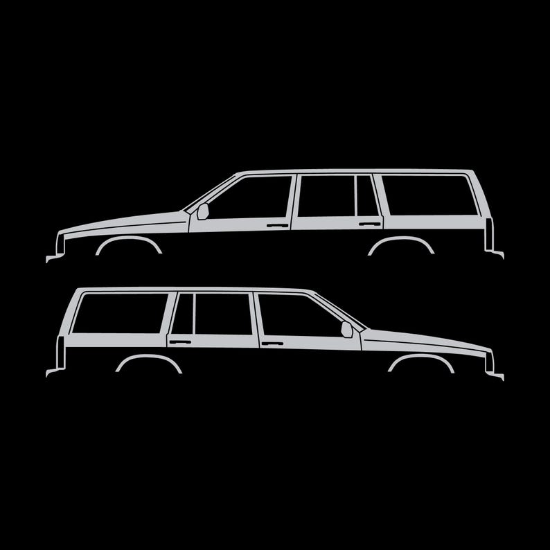 Zestaw 2 naklejek z sylwetkami samochodów do Volvo 745 Wagon Srebro