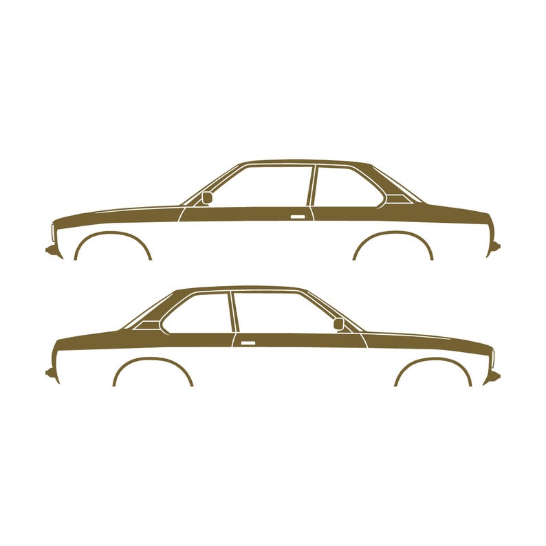 Set Of 2 Car Silhouette Decal Stickers For Opel Ascona B 4-Door Sedan Gold