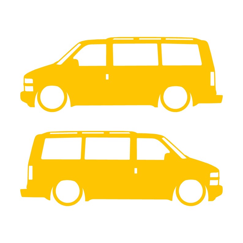 Set Of 2 Van Silhouette Decal Stickers For Chevrolet Astro LT 1995-2005 Yellow