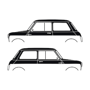 Set Of 2 Car Silhouette Decal Stickers For Classic Mk2 Mini Cooper Hatchback Black