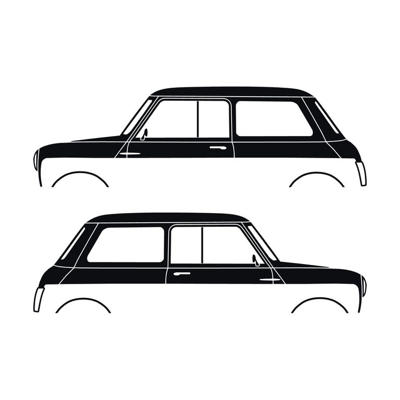 Set Of 2 Car Silhouette Decal Stickers For Classic Mk2 Mini Cooper Hatchback Black