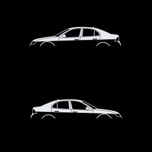 Juego de 2 pegatinas decorativas con silueta de coche rebajado para Saab 9-3 Early Spec 2nd Gen Sedan Blanco