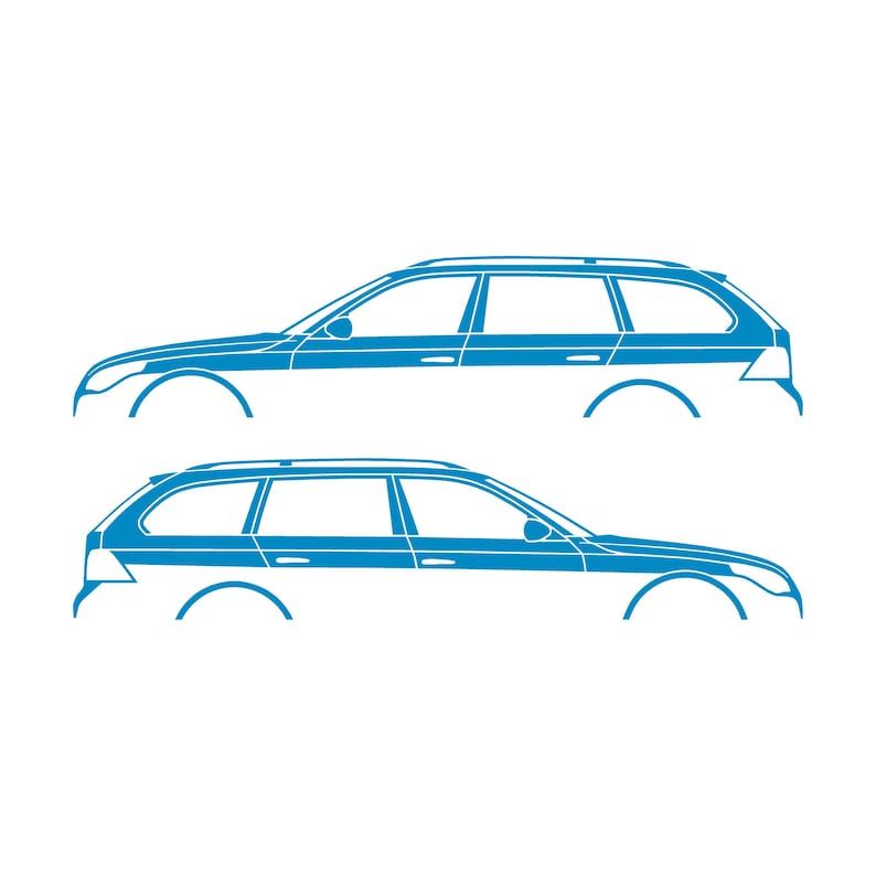 Set Of 2 Car Silhouette Decal Stickers For BMW E61 5-series Touring Light Blue