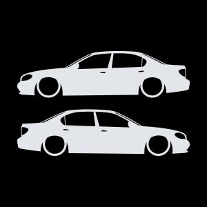 Set Of 2 Lowered Car Silhouette Decal Stickers For Nissan Cefiro A33 1998-2004 White