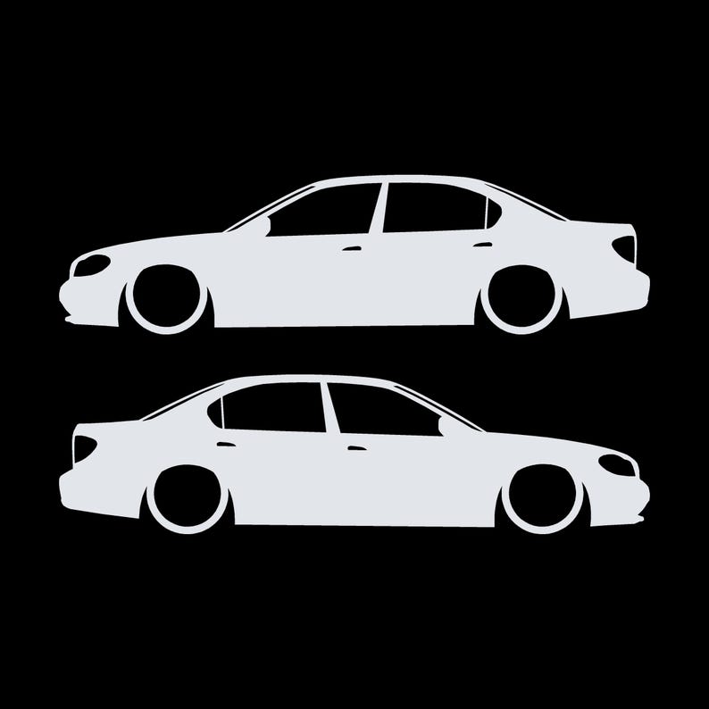 Set Of 2 Lowered Car Silhouette Decal Stickers For Nissan Cefiro A33 1998-2004 White