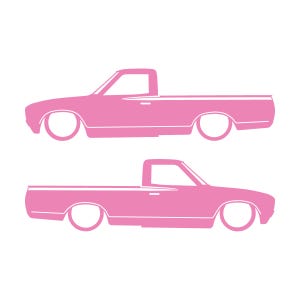 Set Of 2 Lowered Truck Silhouette Decal Stickers For Datsun 620 Single Cab Pickup Soft Pink