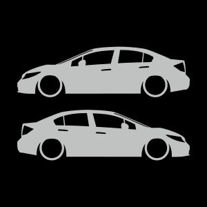 Set Of 2 Lowered Car Silhouette Decal Stickers For Honda Civic FB 9th Gen Sedan Light Grey