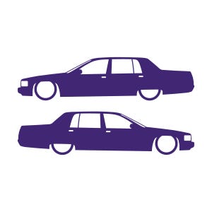 Set Of 2 Lowered Car Silhouette Decal Stickers For Cadillac Fleetwood 2nd Gen 1993-96 Purple