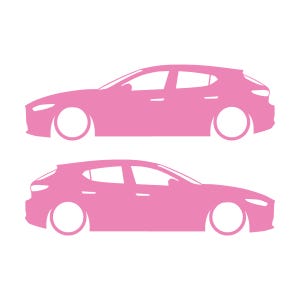 Set mit 2 Aufklebern für tiefergelegte Fahrzeuge für Mazda 3 BP 4. Generation 2019 Soft Pink