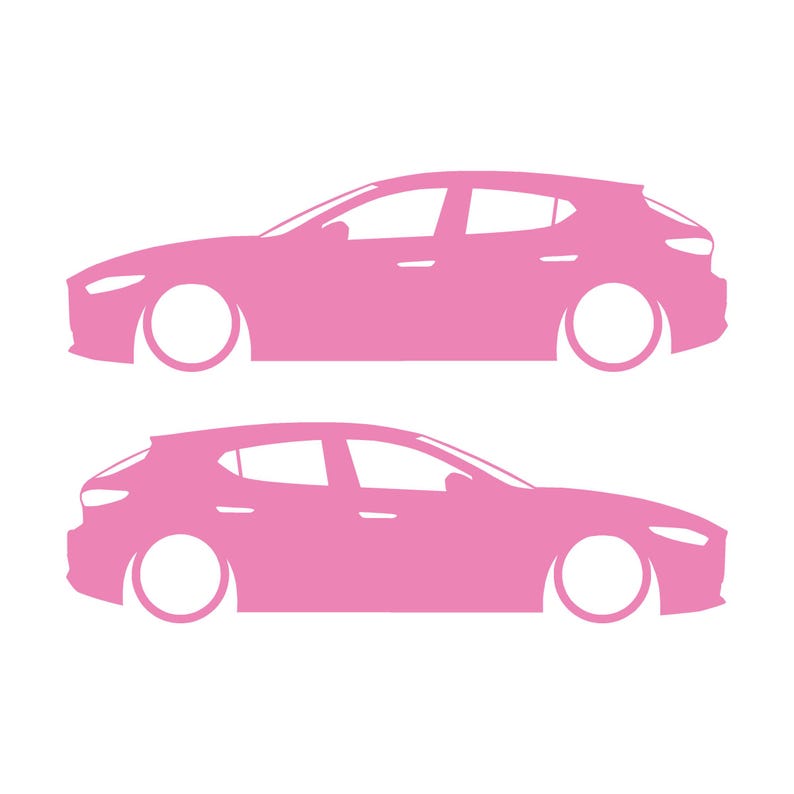 Set mit 2 Aufklebern für tiefergelegte Fahrzeuge für Mazda 3 BP 4. Generation 2019 Soft Pink