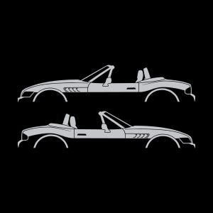 Set Of 2 Car Silhouette Decal Stickers For BMW Z3 Roadster Silver