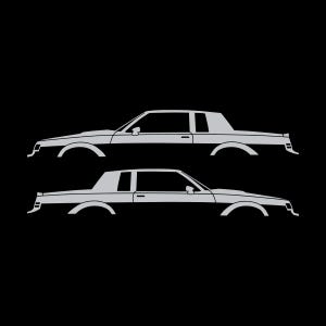 Set Of 2 Lowered Car Silhouette Decal Stickers For Buick Grand National Silver