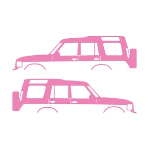 Set Of 2 Lifted Car Silhouette Decal Stickers For Land Rover Discovery 1 2 Classic Soft Pink