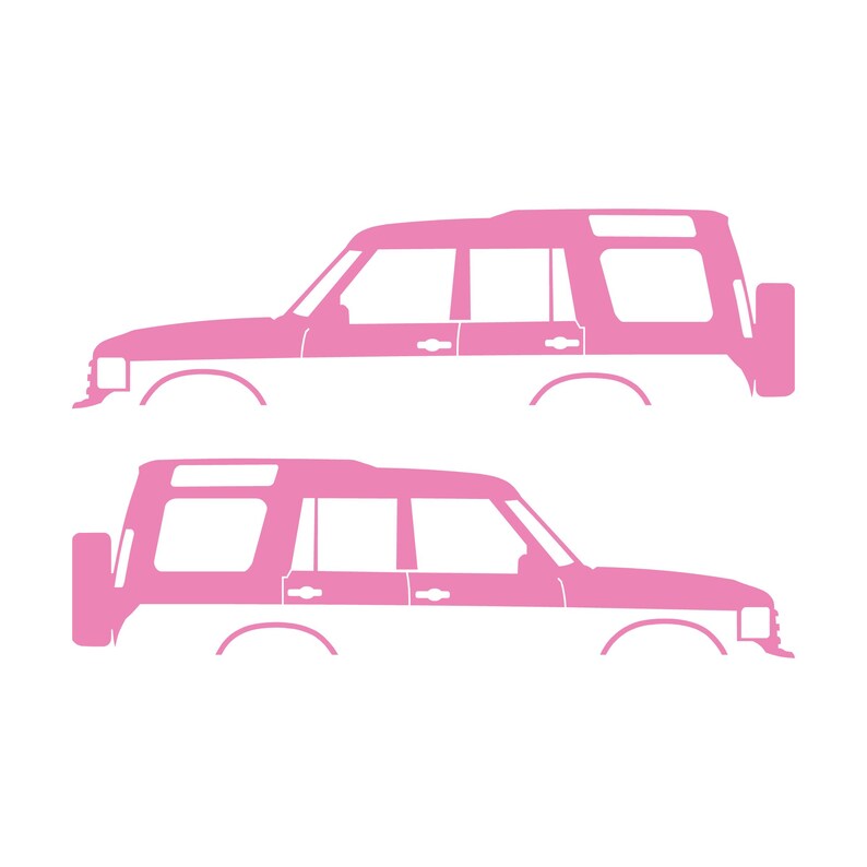 Set Of 2 Lifted Car Silhouette Decal Stickers For Land Rover Discovery 1 2 Classic Soft Pink