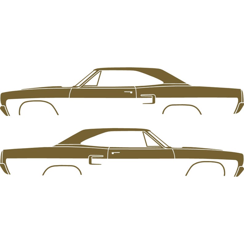 Set Of 2 Car Silhouette Decal Stickers For Classic Muscle For Plymouth Satellite 1973-74 Gold