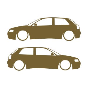 Set Of 2 Lowered Car Silhouette Decal Stickers For Audi A3 S3 8L 1996-2003 Gold