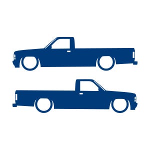 Set med 2 lastbilssilhuettdekaler för Dodge Dakota 1:a generationens single cab pickup Blå