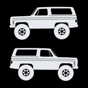 Set Of 2 Lowered Car Silhouette Decal Stickers For Chevrolet K5 Blazer White