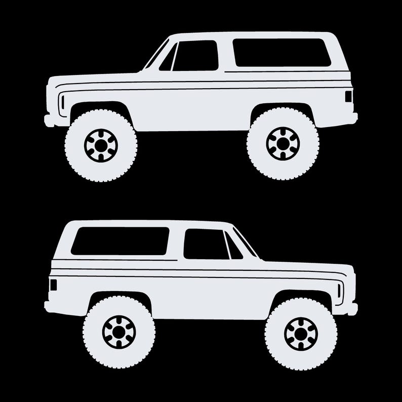 Set Of 2 Lowered Car Silhouette Decal Stickers For Chevrolet K5 Blazer White