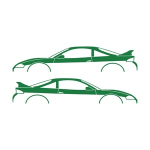 Set Of 2 Car Silhouette Decal Stickers For Mitsubishi Eclipse 2nd Gen 2Gb 1997-99 GS-T GSX Rear Spoiler Green