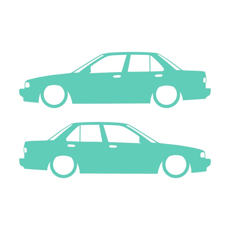 Juego de 2 pegatinas decorativas con silueta de coche rebajado para JDM para Nissan Sentra SE-R Mint