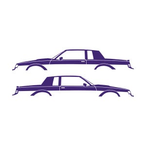 Set Of 2 Car Silhouette Decal Stickers For Buick Grand National Coupe Purple
