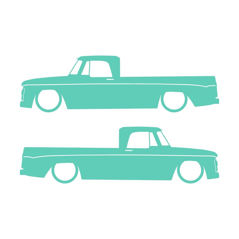 Set Of 2 Car Silhouette Decal Stickers For 1961-65 Dodge D100 Sweptline Long Bed 1st Gen Mint