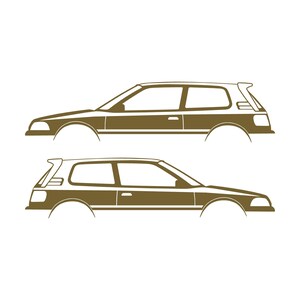 Set Of 2 Car Silhouette Decal Stickers For Toyota Corolla AE92 Hatch GTI FX16 Hatchback Gold