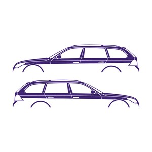 Set Of 2 Car Silhouette Decal Stickers For BMW E61 5-series Touring Purple