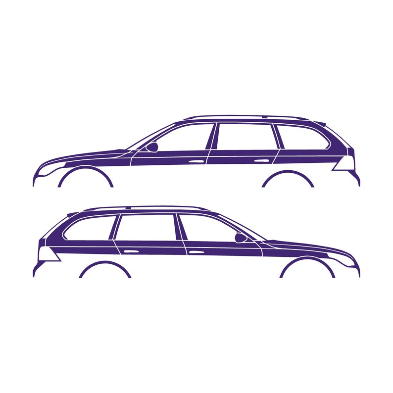 Set Of 2 Car Silhouette Decal Stickers For BMW E61 5-series Touring Purple