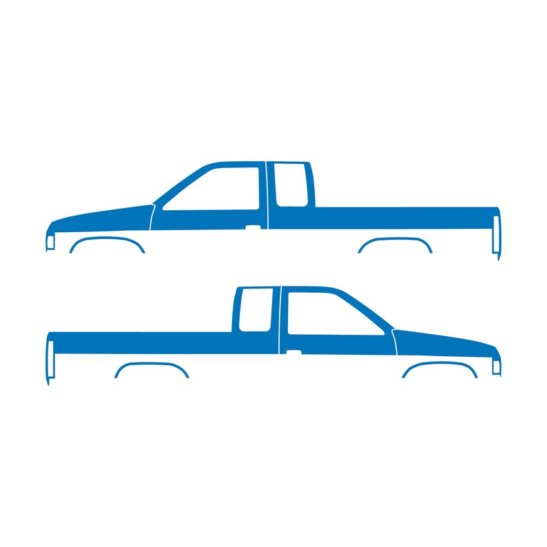 Set Of 2 Truck Silhouette Decal Stickers For Nissan D21 Hardbody King Cab Pickup Sky Blue