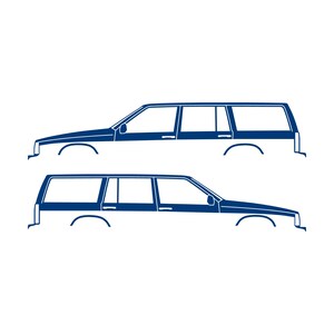 Zestaw 2 naklejek z sylwetkami samochodów do Volvo 745 Wagon Niebieski