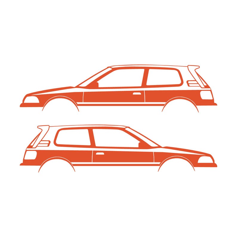 Set Of 2 Car Silhouette Decal Stickers For Toyota Corolla AE92 Hatch GTI FX16 Hatchback Orange