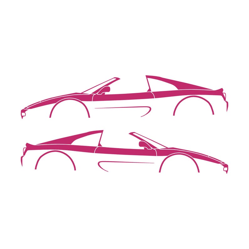 Set Of 2 Car Silhouette Decal Stickers For SuperFerrari F355 GTS Pink