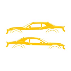 Ensemble de 2 autocollants silhouette de voiture pour Dodge Challenger Hellcat Jaune