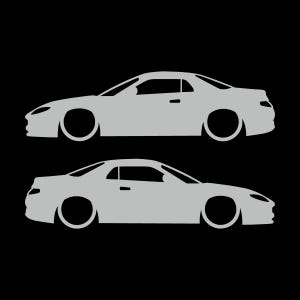Set di 2 adesivi con silhouette di auto ribassate per Mitsubishi FTO Light Grey