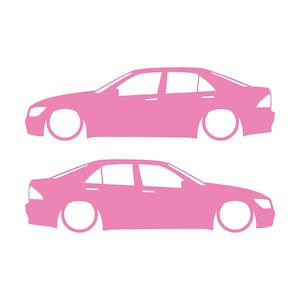 Set Of 2 Lowered Car Silhouette Decal Stickers For Toyota Altezza Soft Pink