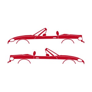 Set Of 2 Lowered Car Silhouette Decal Stickers For Mazda Miata MX5 NB Red