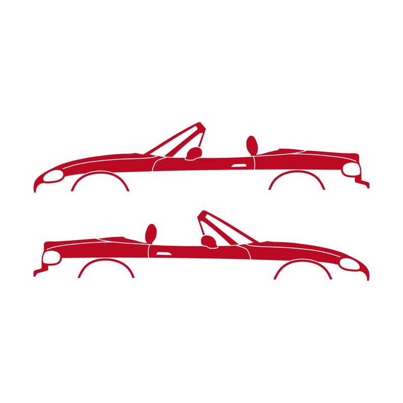 Set Of 2 Lowered Car Silhouette Decal Stickers For Mazda Miata MX5 NB Red