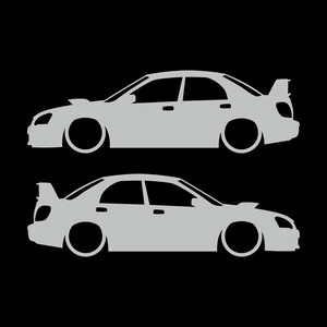 Ensemble de 2 autocollants silhouette de voiture abaissée pour Subaru Impreza WRX 2e génération BLOB EYE Light Grey