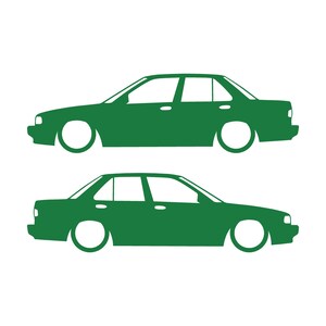 Juego de 2 pegatinas decorativas con silueta de coche rebajado para JDM para Nissan Sentra SE-R Verde