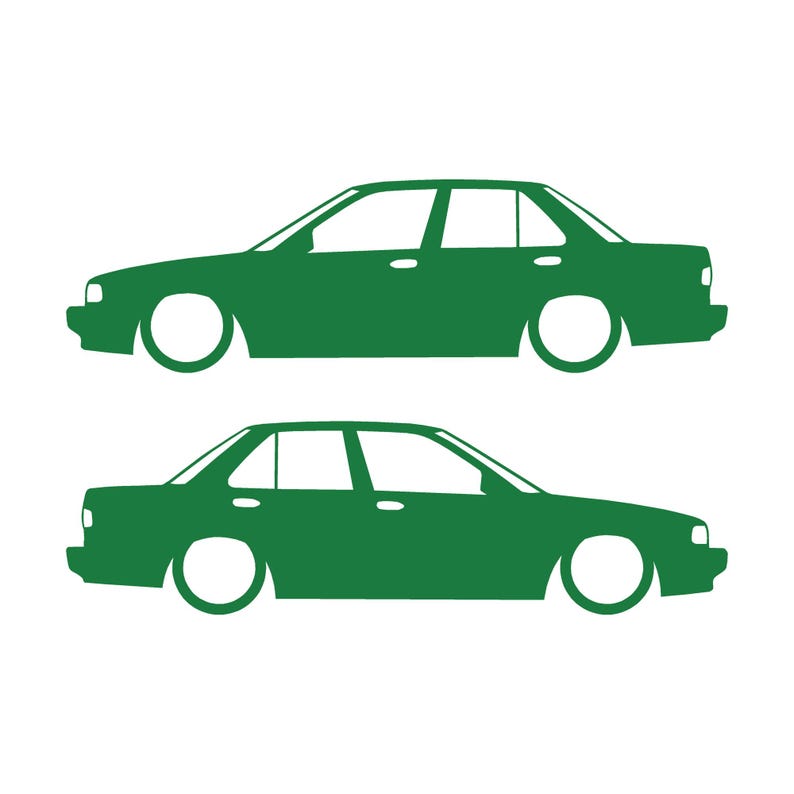 Juego de 2 pegatinas decorativas con silueta de coche rebajado para JDM para Nissan Sentra SE-R Verde