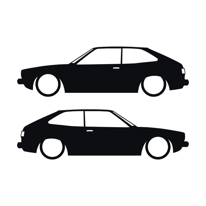 Set Of 2 Lowered Car Silhouette Decal Stickers For Honda Accord Hatch 1st Gen Classic Hatchback Black