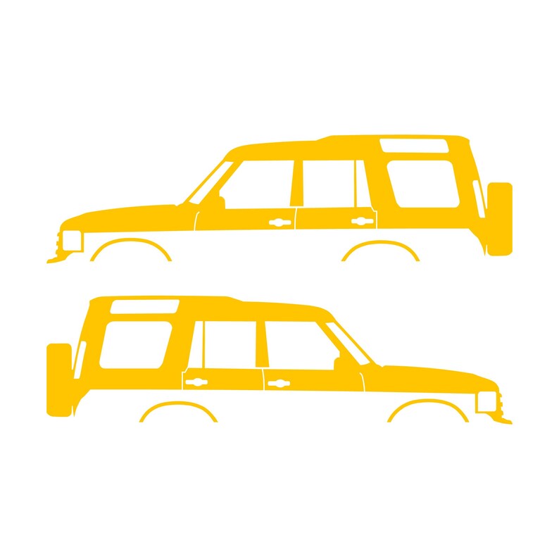 Set Of 2 Lifted Car Silhouette Decal Stickers For Land Rover Discovery 1 2 Classic Yellow