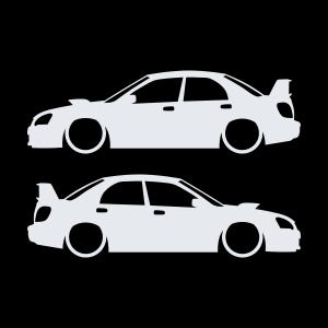 Ensemble de 2 autocollants silhouette de voiture abaissée pour Subaru Impreza WRX 2e génération BLOB EYE Blanc